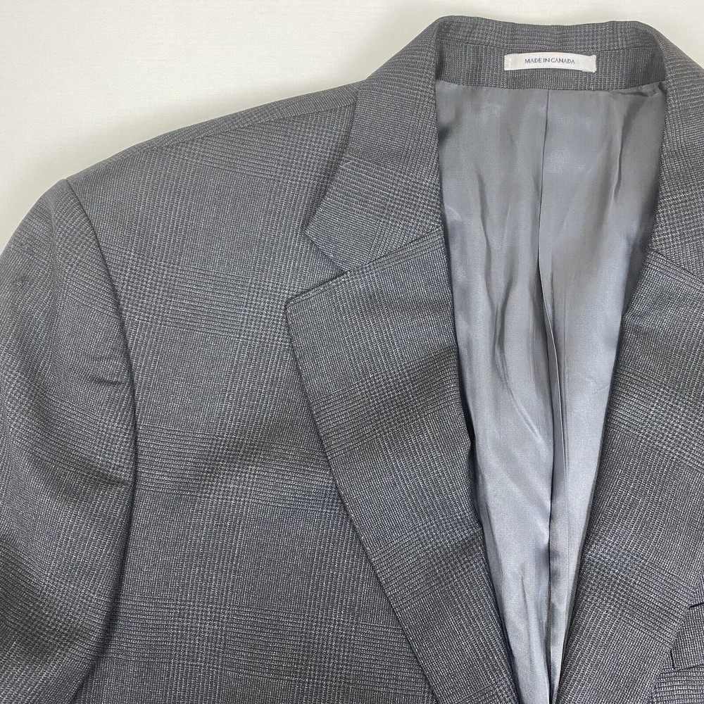 Peter Millar Men's Dark Grey Plaid Blazer Sport Jacket 44T
